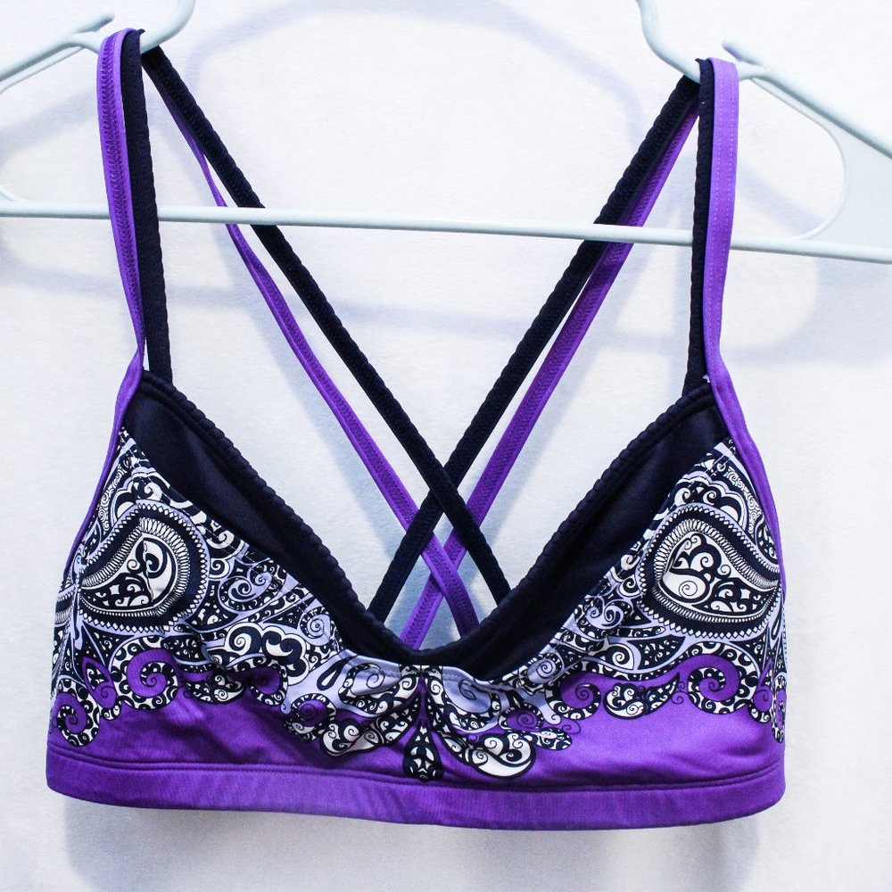 🐆Athleta, Purple and Navy Multilayer Swim Top